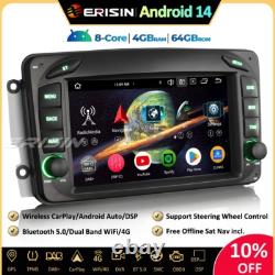 Android 14 GPS DSP Car Radio Mercedes W209 W203 A/C/G/CLK Class Viano Vito W463