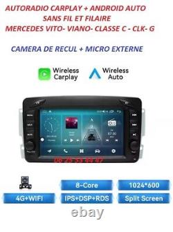 GPS Car Radio Carplay-Android Auto Mercedes Class C-CLK-VIANO-VITO-G + Camera