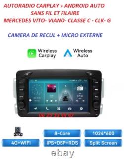 GPS Car Radio Carplay-Android Auto for Mercedes Class C-CLK-VIANO-VITO-G + Camera