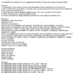 Propshaft Drive Shaft 2211mm Length 6394103206 for Mercedes Viano Vito Bus W639